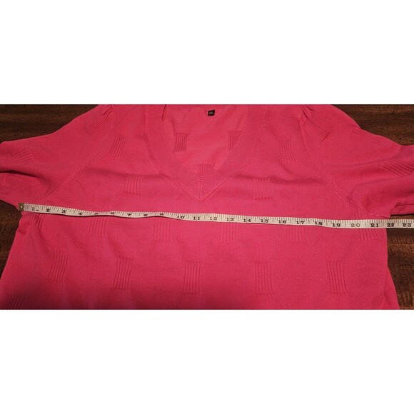 Arach & Cloz Women's Short Sleeve V-Neck Light Textured Sweater Top Pink Size XL - Picture 10 of 11